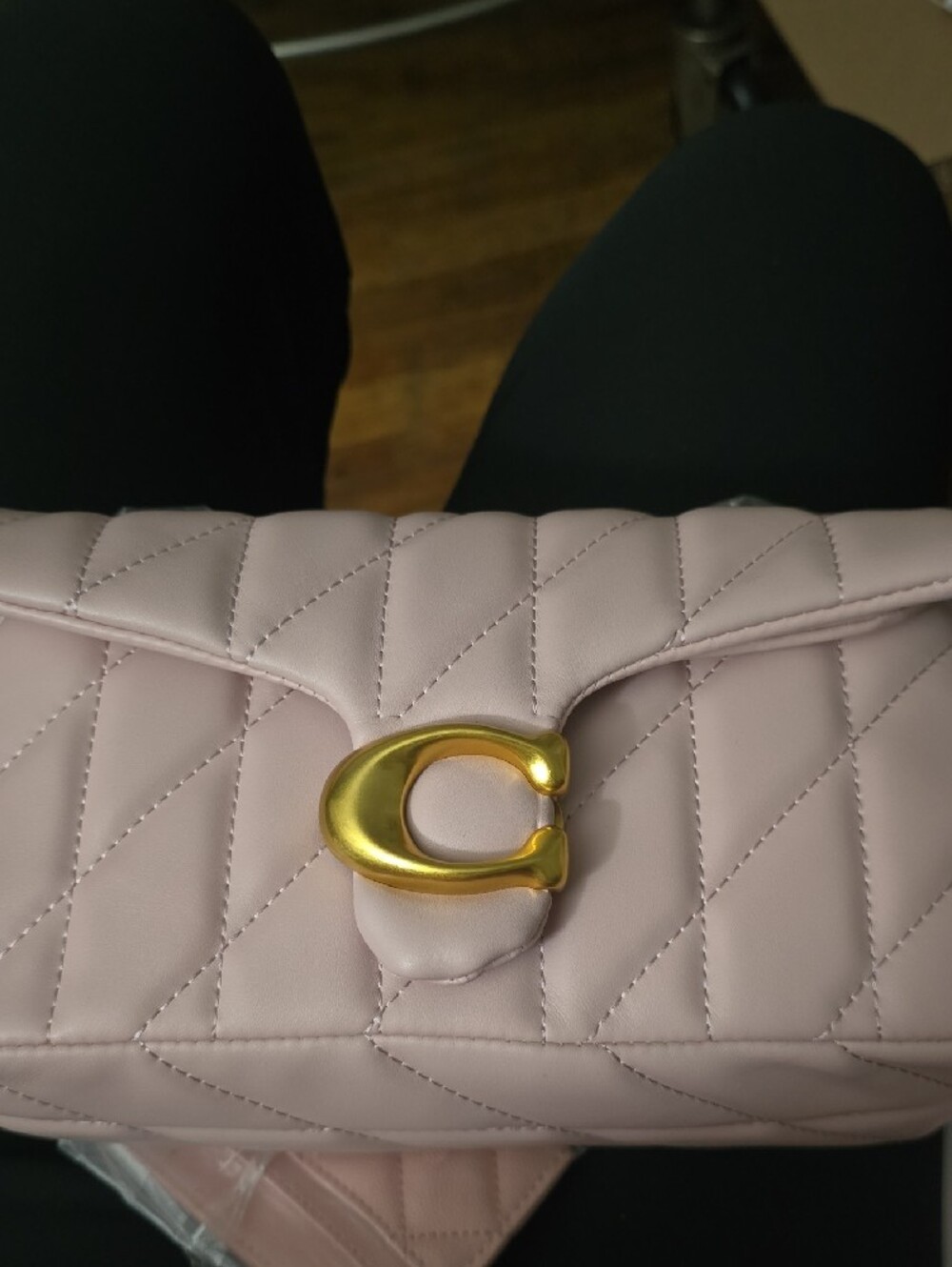 Coast Blonde Pink Quilted Butter Soft Leather Shoulder Bag with Gold Chain